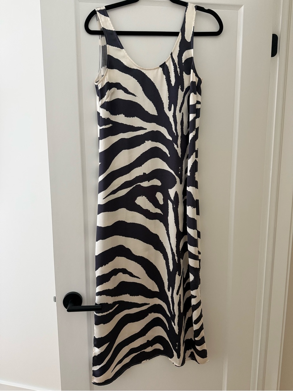 H&M Zebra-Print Sleeveless Maxi Dress in Black and Cream
